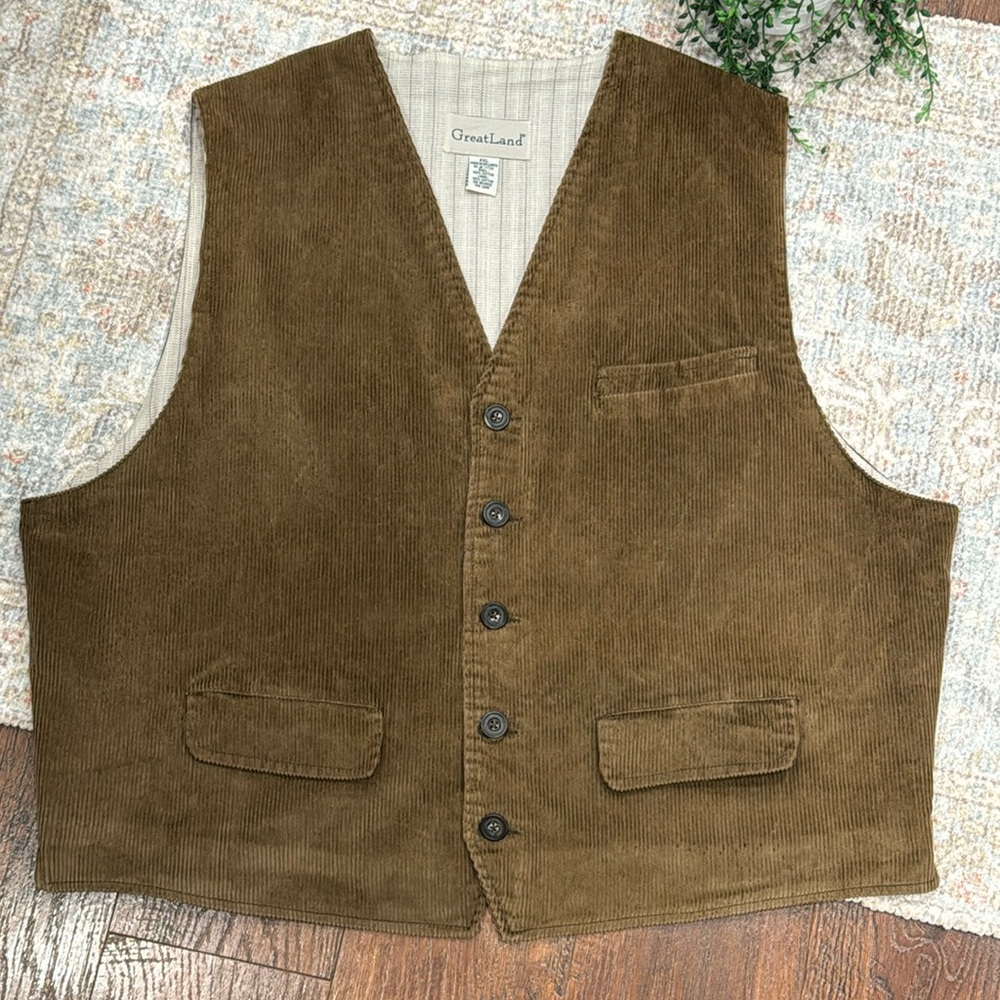 Men's Brown Corduroy Button Vest